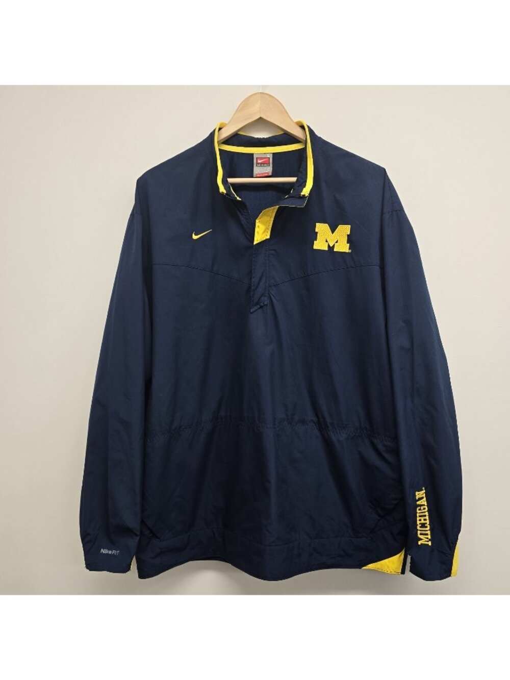 VTG Nike Michigan 1/4 Zip Pullover Jacket Size L College Embroidered U Of M Fan